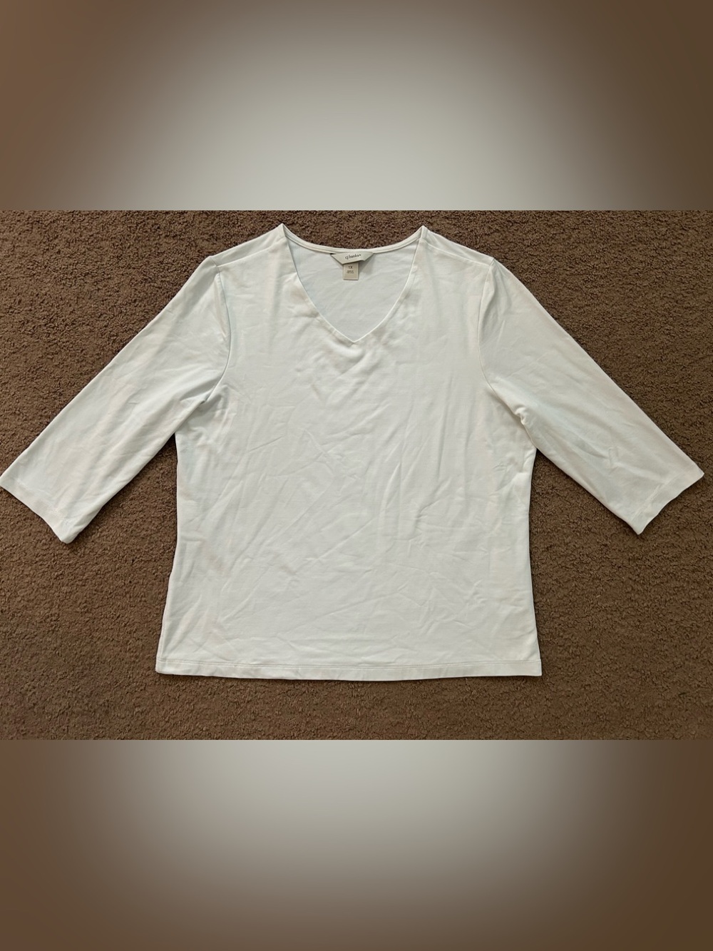 CJ Banks Women’s White V-Neck 3/4 Sleeve Tee size 1X